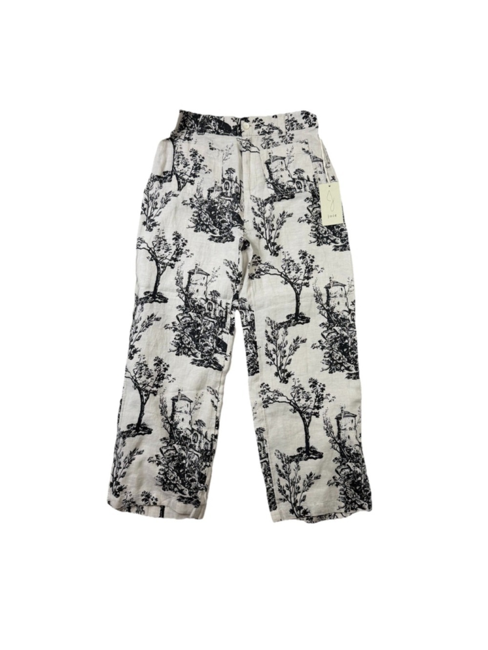 Joie Linen Lightweight Wide Leg Pants Size 8 Artist Painting Toile de Jouy Print - Picture 2 of 7